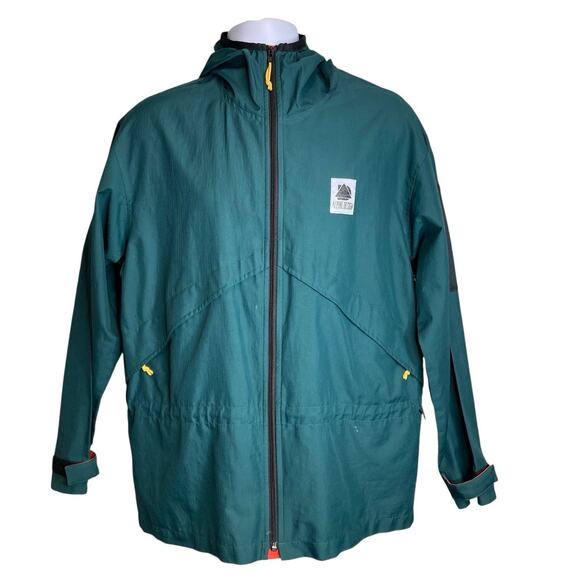 Vintage Alpine Design Men's Green Hooded Full Zip Windbreaker Jacket Size S - Picture 1 of 14